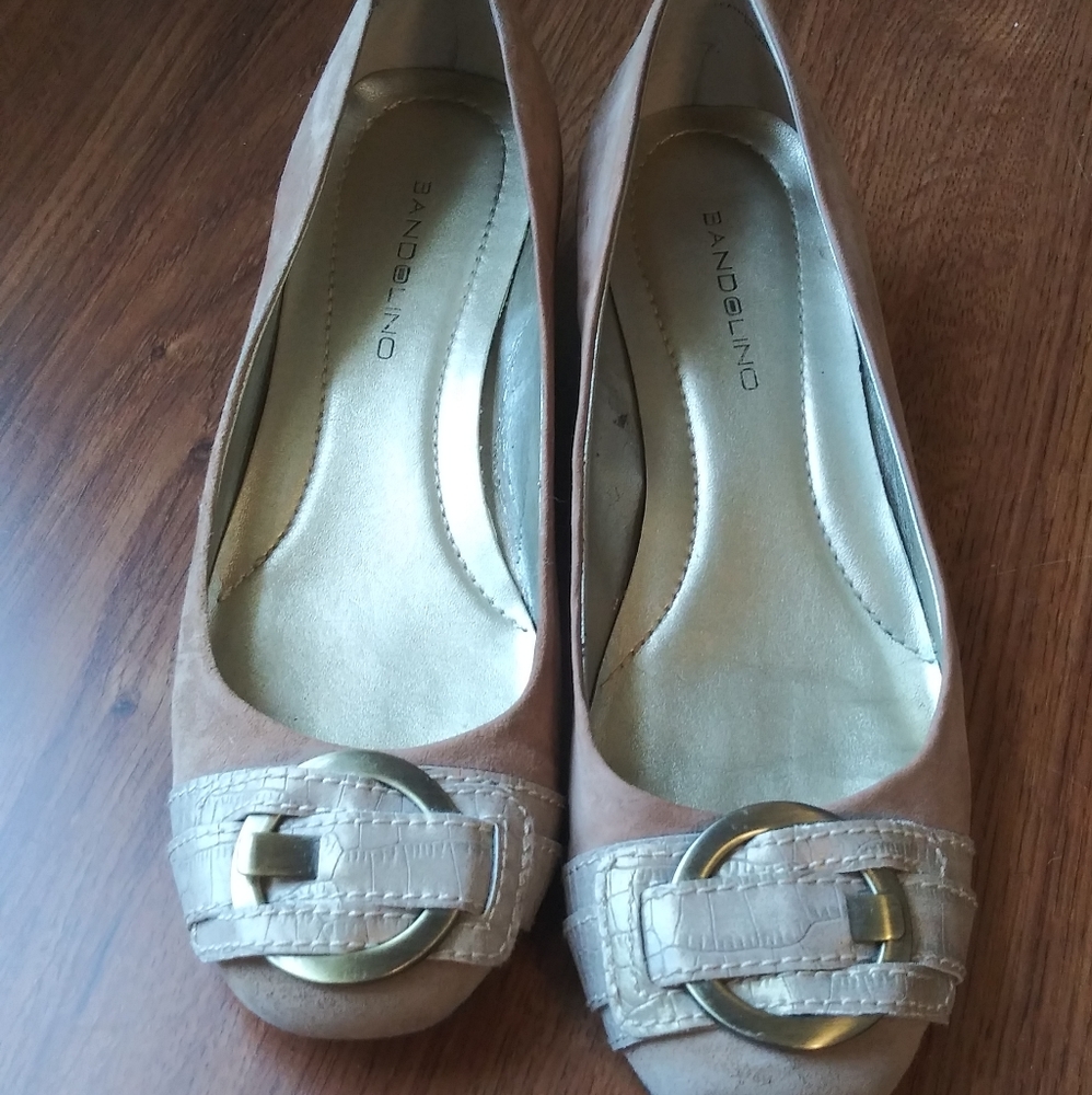 Bandolino Suede Low Heel Wedge with Buckle